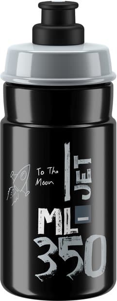 ELITE Trinkflasche JET schwarz graues Logo 350ml Durchmesser 66mm