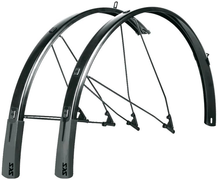 SKS Bluemels Style 28" Schutzblechset, 46 mm breit, schwarz matt, für 28-40 mm Reifen, mit flexiblem Spoiler und ESC-Sicherheitssystem