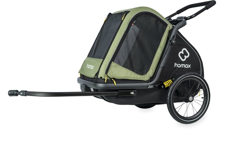 Hamax Pluto M Hundeanhänger mit Deichsel und Buggyrad Grün Modell 2026
