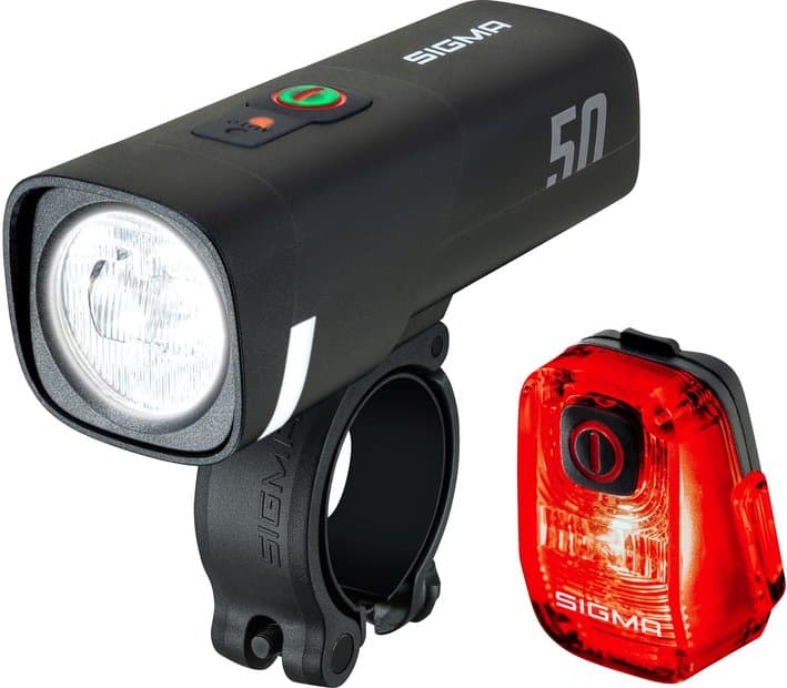 Sigma Aura 50 & Hiro 10 Beleuchtungsset - StVZO Schwarz Modell 2026