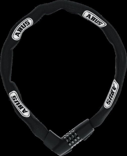 Abus Kettenschloss Tresor 1385 L, 85 cm Länge, 7 mm starke Kette, Zahlenschloss, schwarz, robustes Textilschlauch-Cover für Rahmenschutz