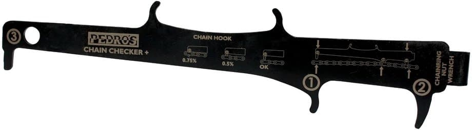 PEDROS Kettenverschleißlehre Plus II für 1-12-fach Ketten Schwarz Modell 2026