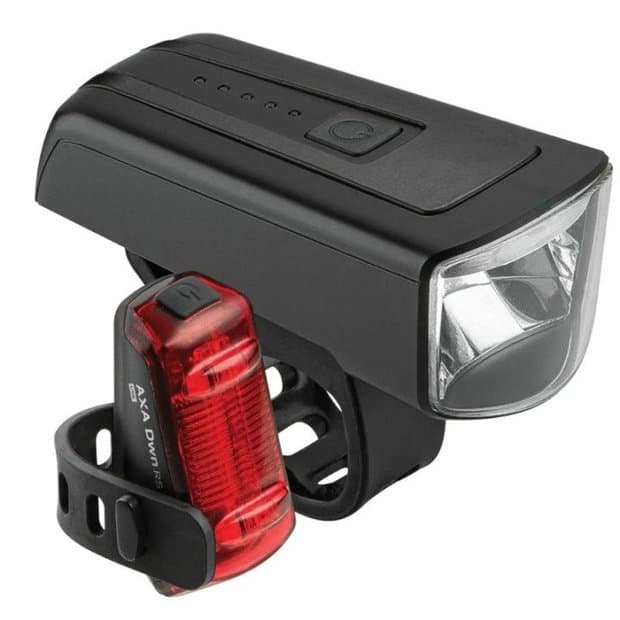 AXA DWN 100/Rear Brake Light USB Akku Beleuchtungsset - StVZO Schwarz Modell 2025